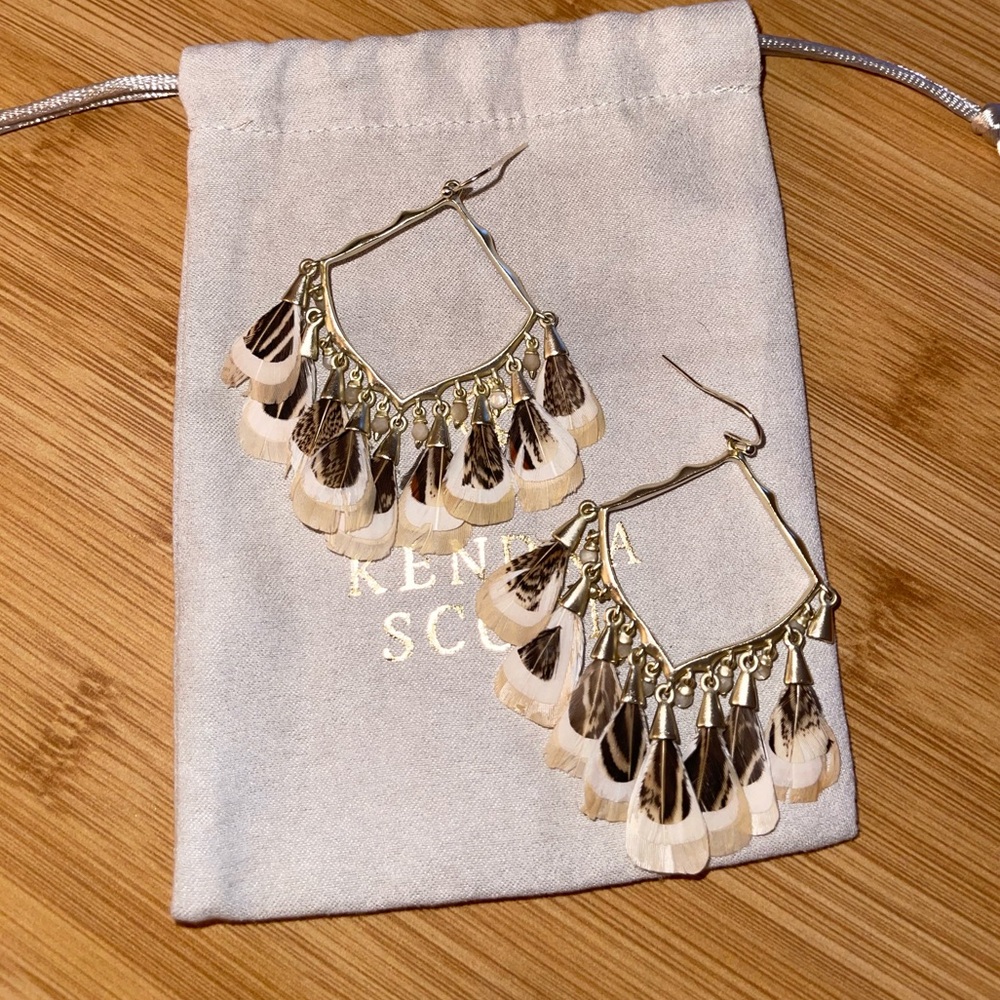 Kendra Scott Boho feather statement earrings